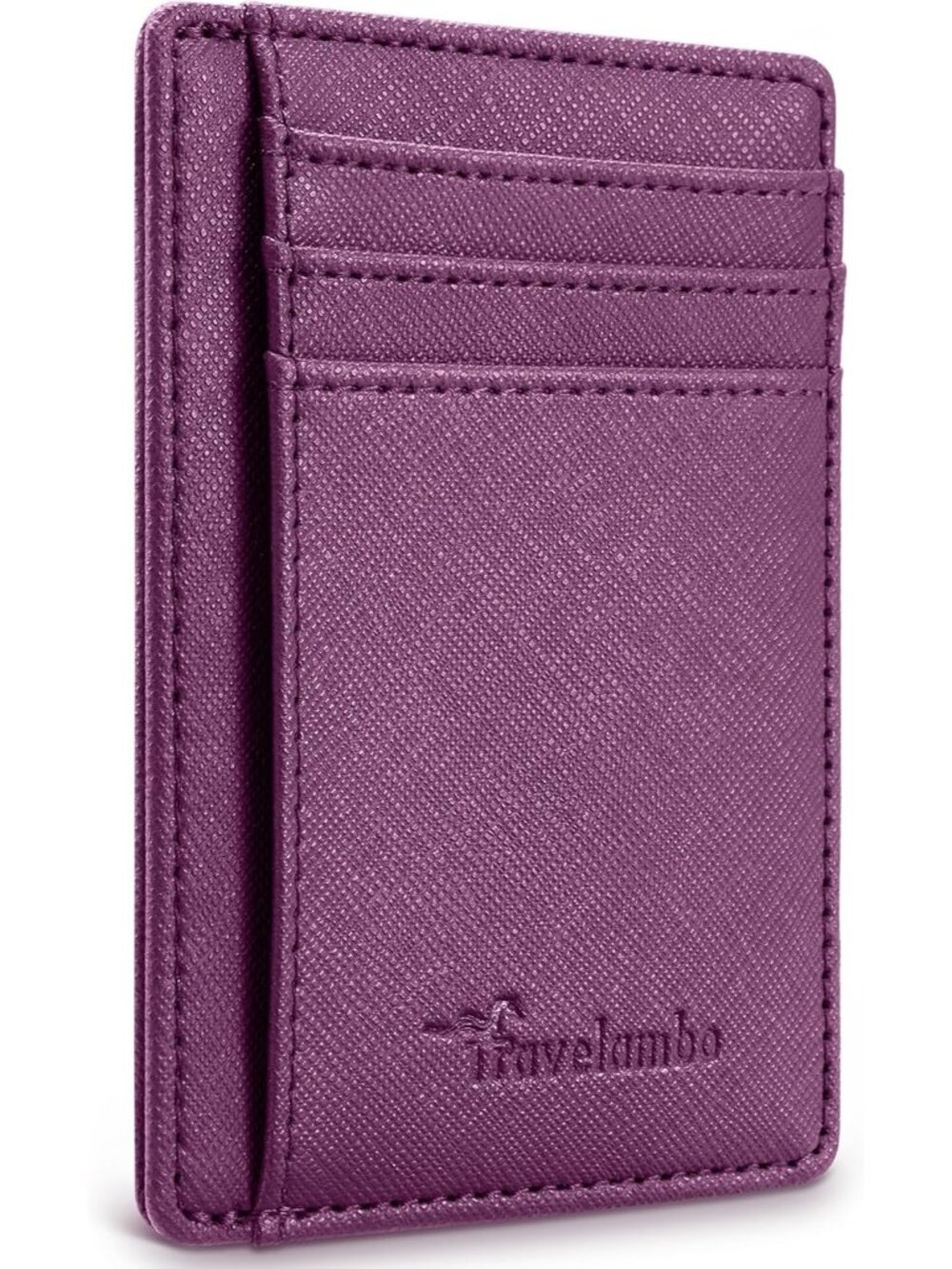 Men's Purple Slim Wallet Front Pocket Minimalist Leather RFID Blocking
